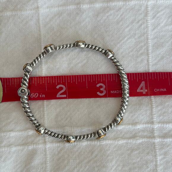 Brighton Massandra Brushed Silver with Gold Oval Hinged Bracelet - Picture 4 of 4